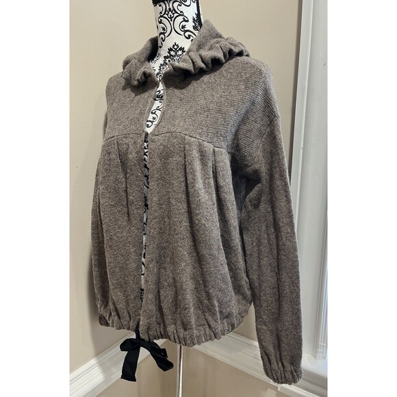 Free People Dusty Brown Wool Blend Cardigan Boho Cozy Small Fairy Grunge - Picture 4 of 14